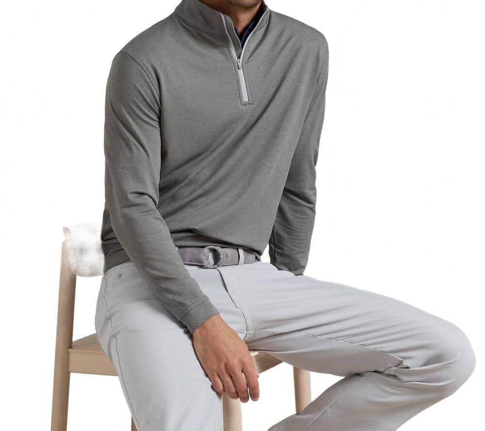 NEW PETER MILLAR perth melange performance quarter-zip pullover in smoke